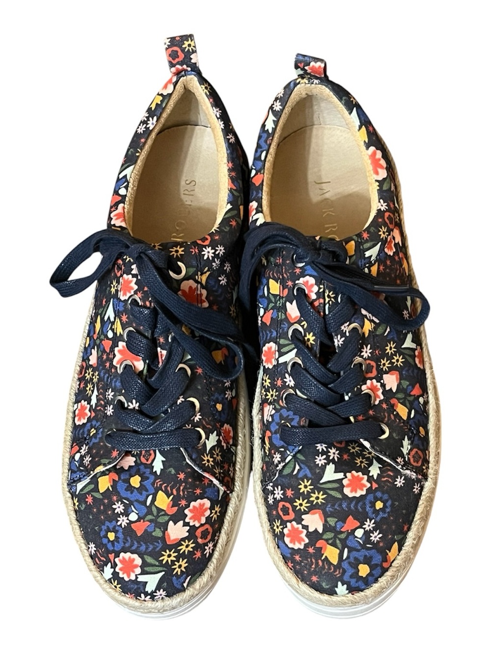 Jack Rogers Navy Floral Lace-Up Sneakers
